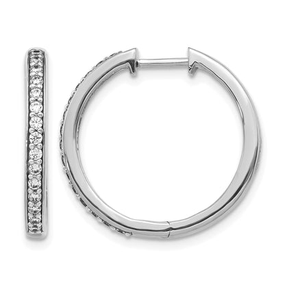 14K Weißgold Creolen mit echten Diamanten und Klappscharnier