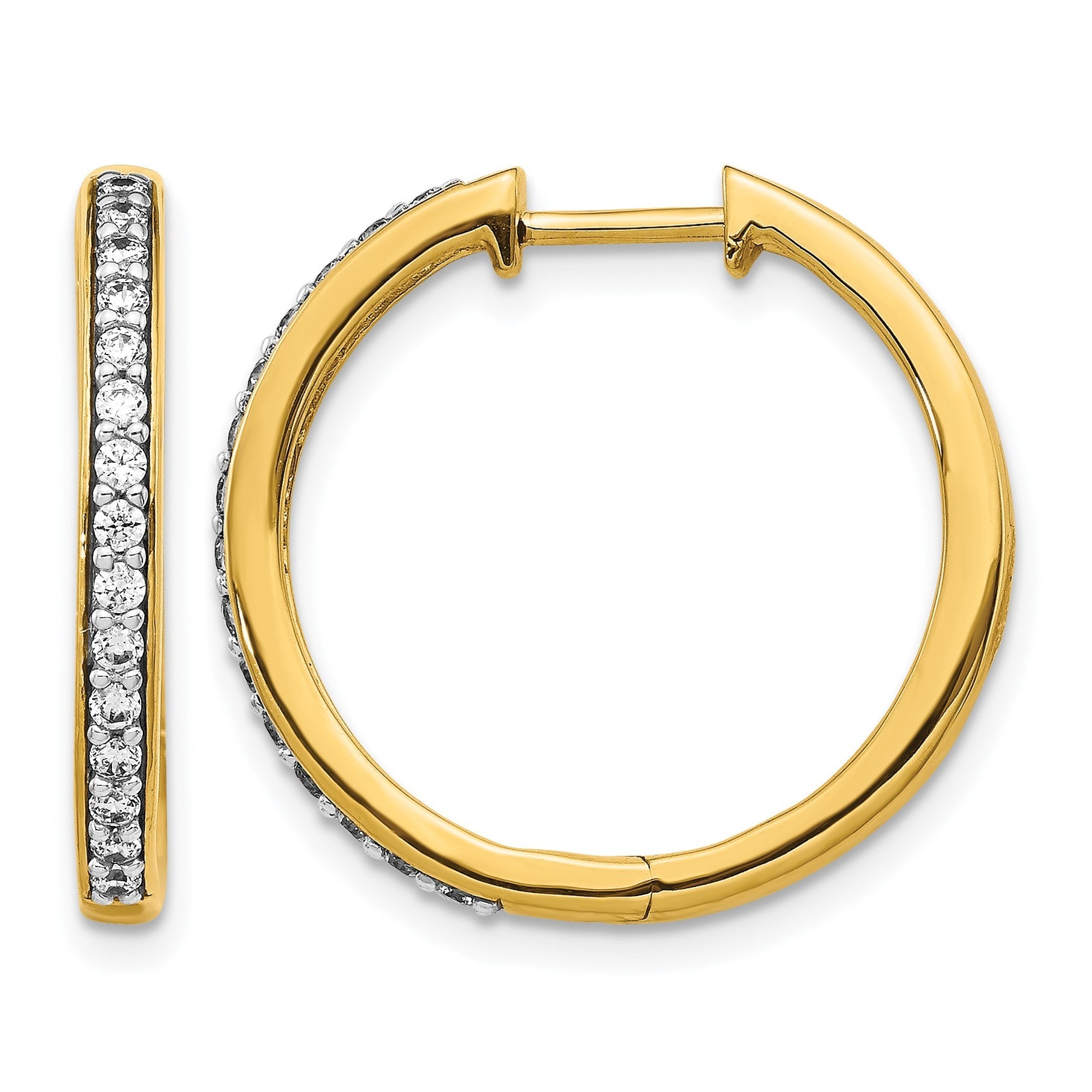 14K Gelbgold Creolen mit 0,33 ct. laborgezüchteten Diamanten VS/SI+ G+, komplett mit Scharnier