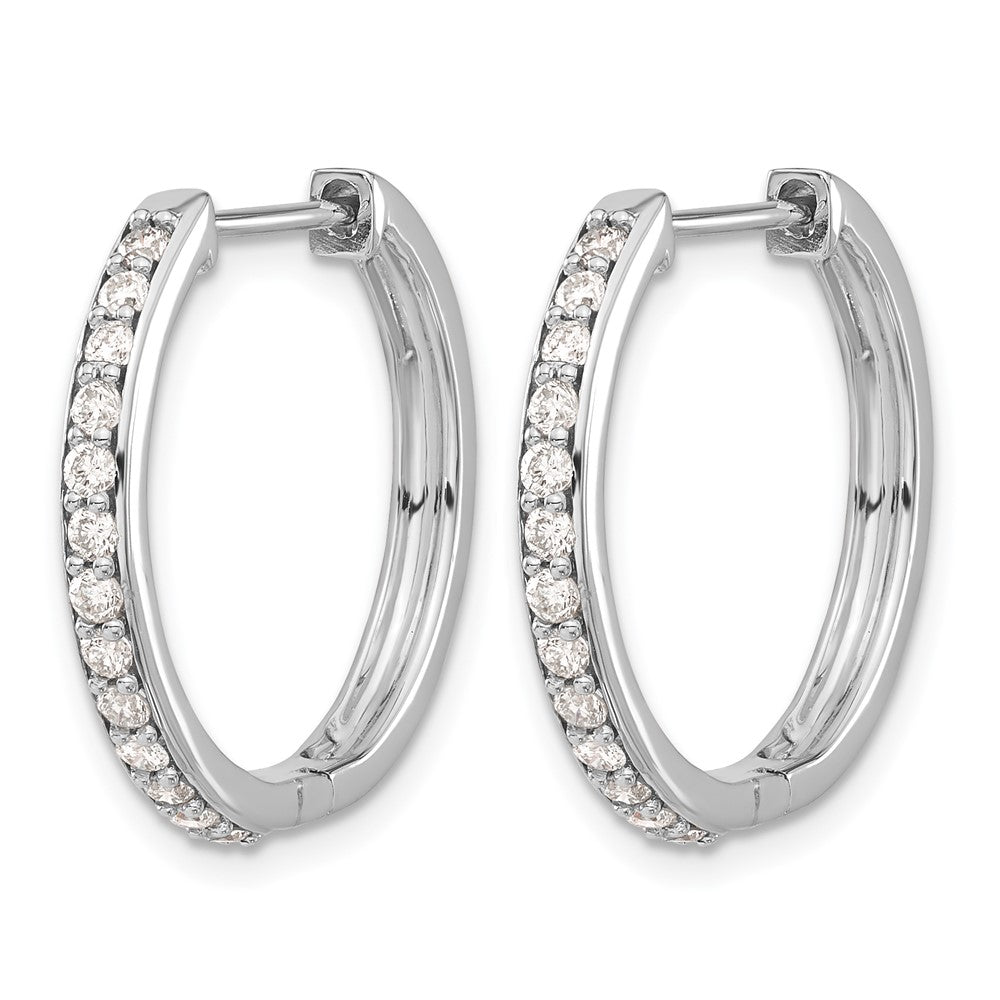 14K Weißgold Creolen mit echten Diamanten und Klappscharnier