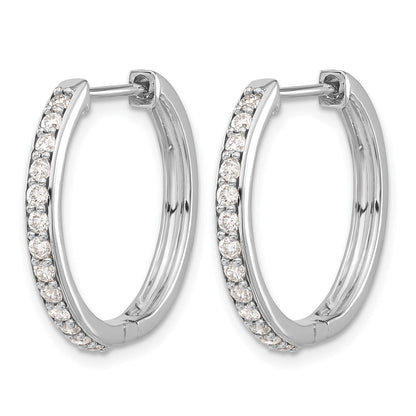 14K Weißgold Creolen mit echten Diamanten und Klappscharnier