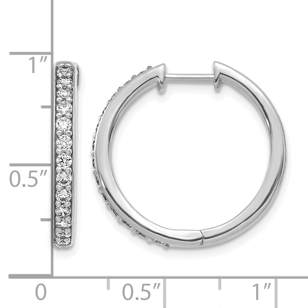 14K Weißgold Creolen mit echten Diamanten und Klappscharnier