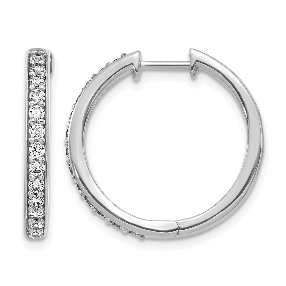 14K Weißgold Creolen mit echten Diamanten und Klappscharnier