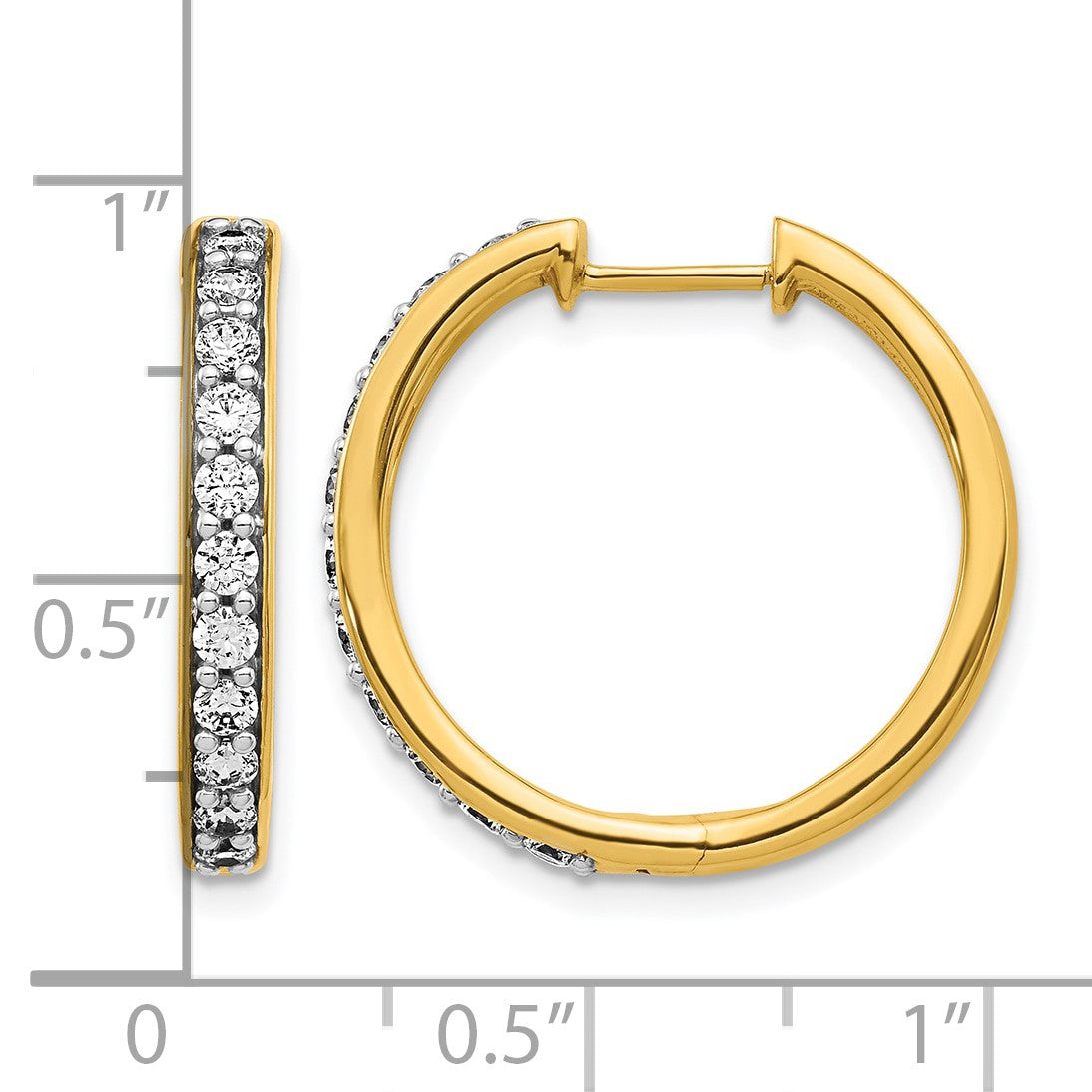 14K Gelbgold Creolen mit echten Diamanten