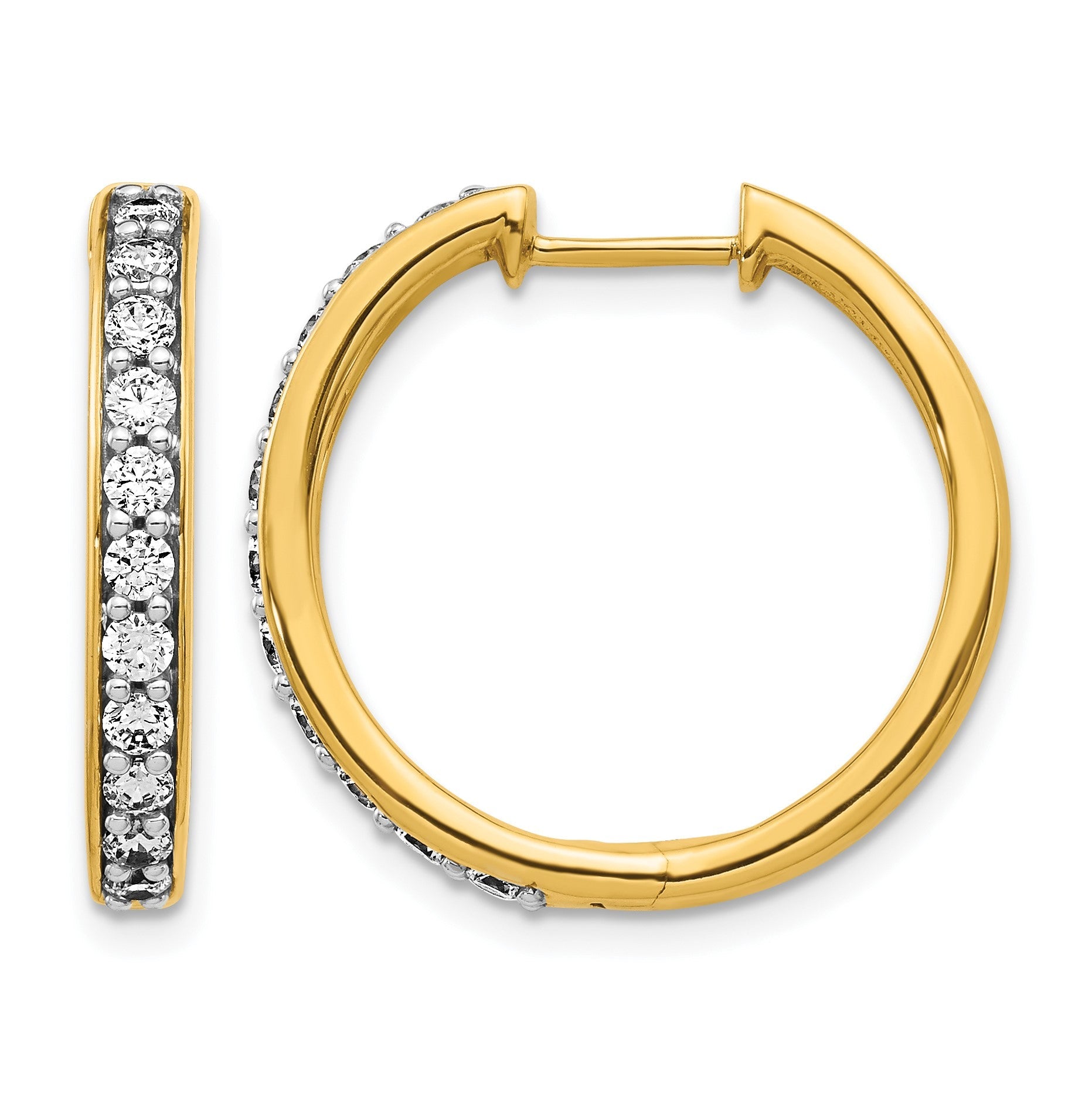 14K Gelbgold Creolen mit echten Diamanten