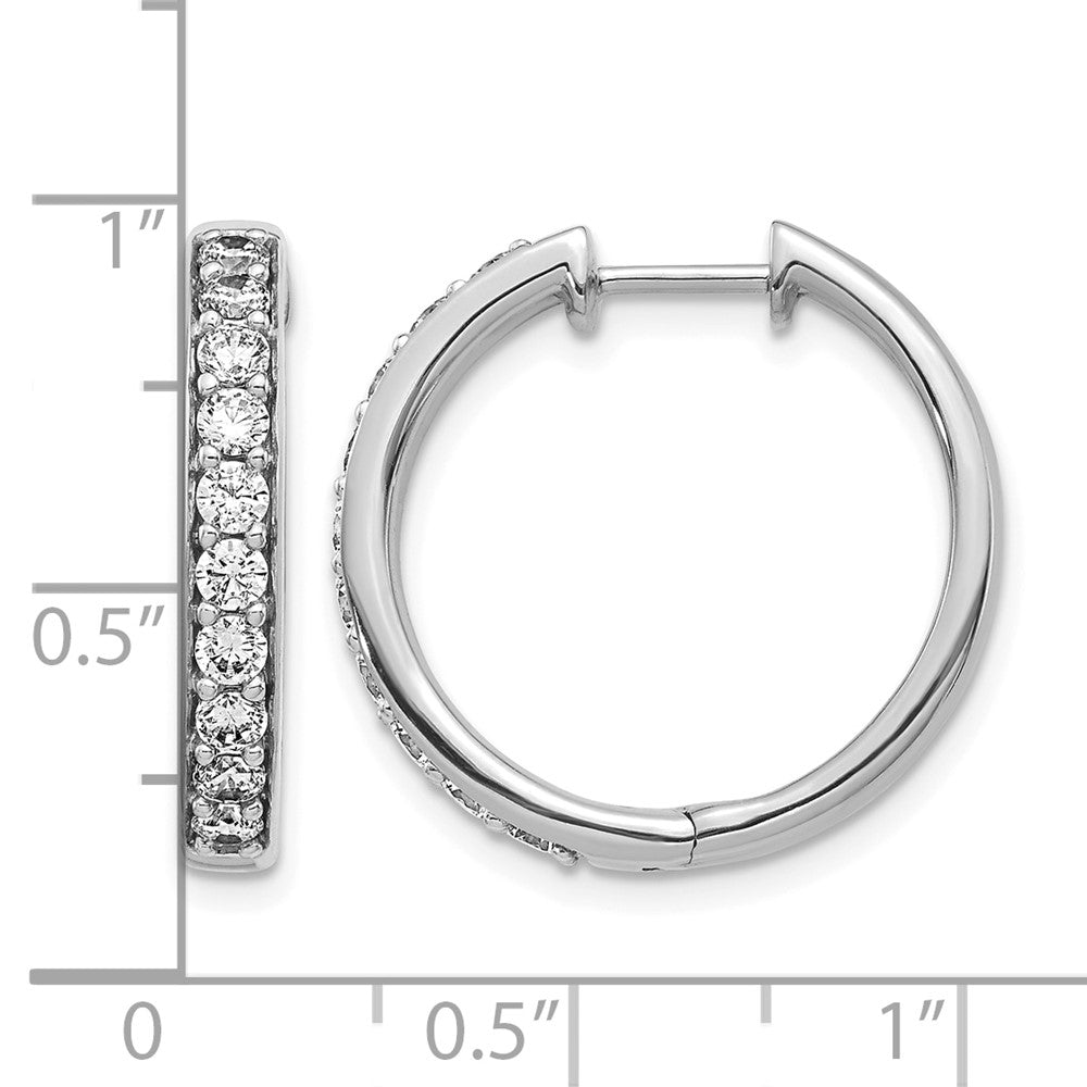 14K Weißgold Creolen mit echten Diamanten und Klappscharnier