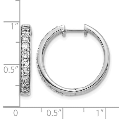 14K Weißgold Creolen mit echten Diamanten und Klappscharnier