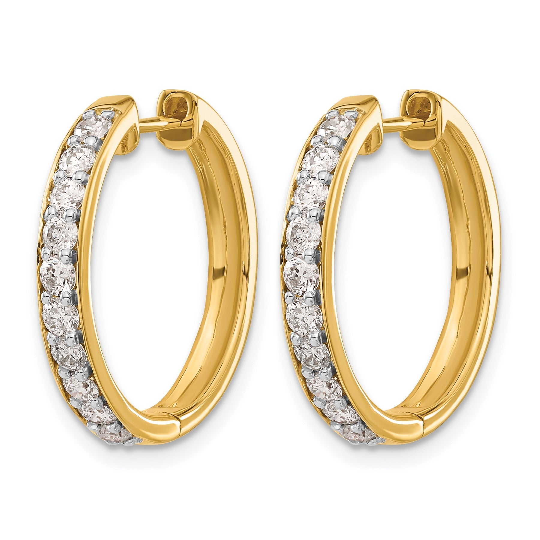 14K Gold Diamant-Creolen mit Klappscharnier