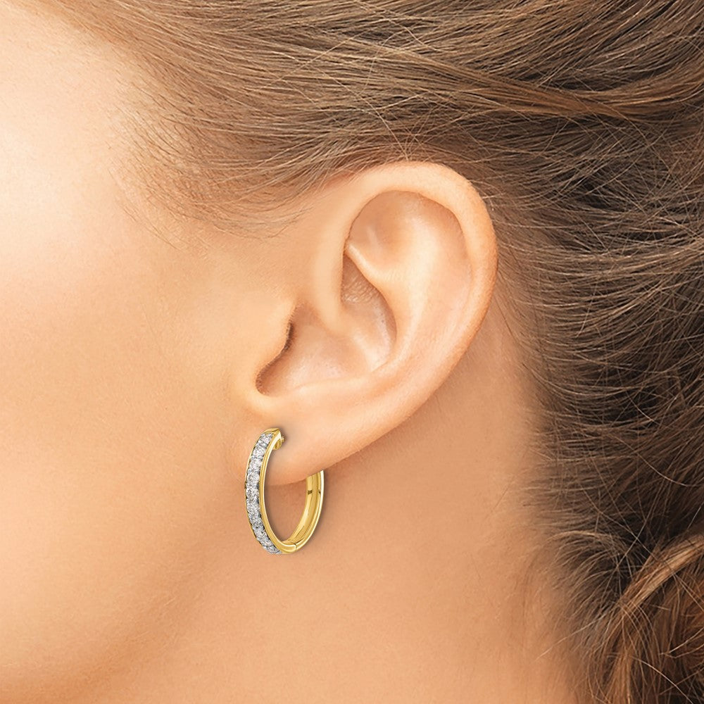14K Gold Diamant-Creolen mit Klappscharnier