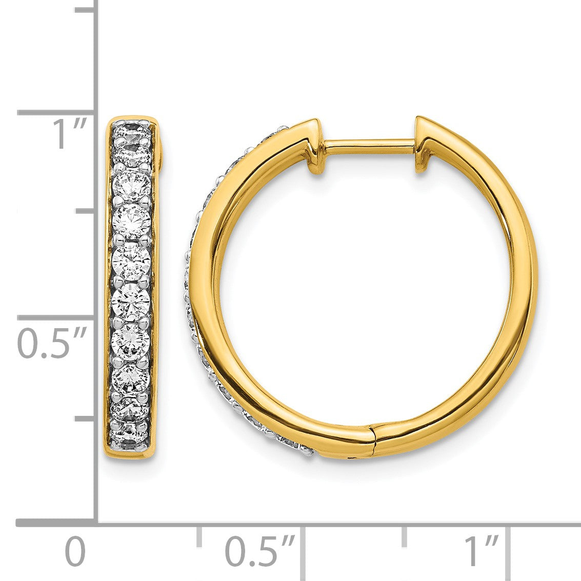 14K Gold Diamant-Creolen mit Klappscharnier