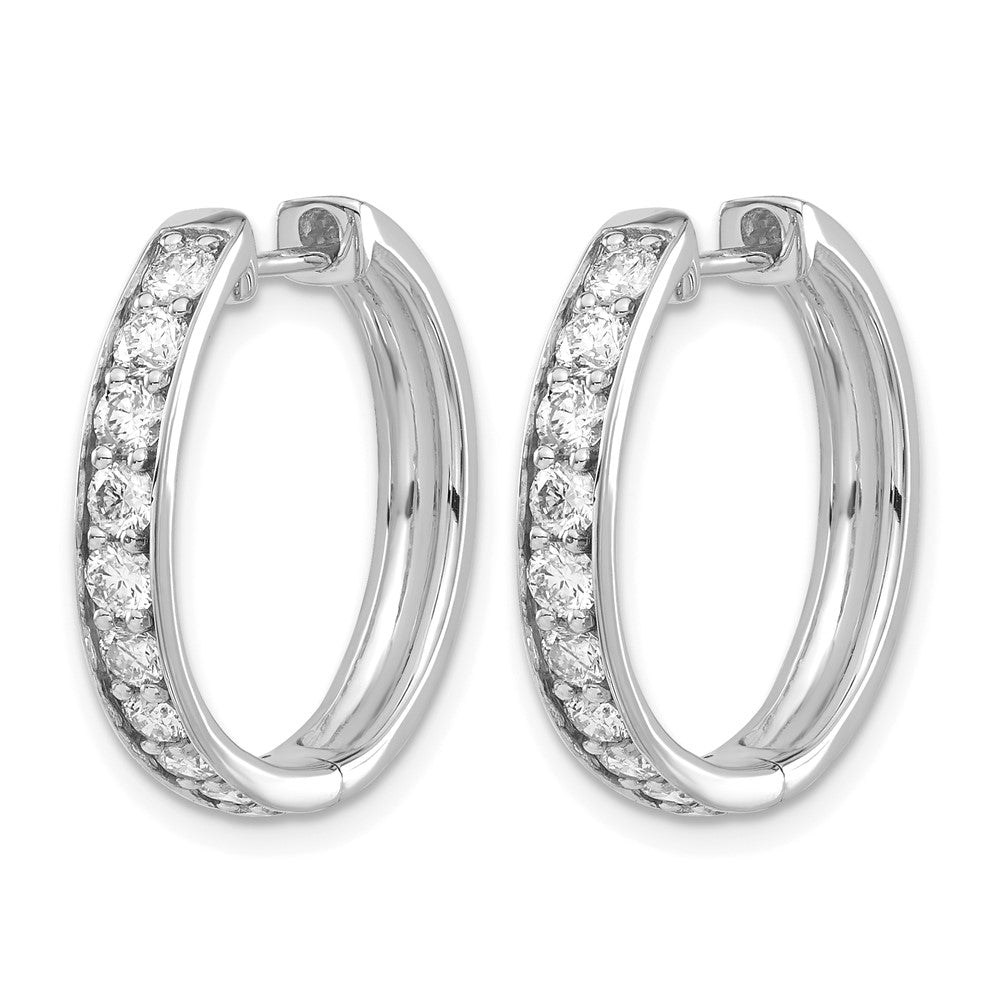 14K Weißgold Creolen mit echten Diamanten und Klappscharnier