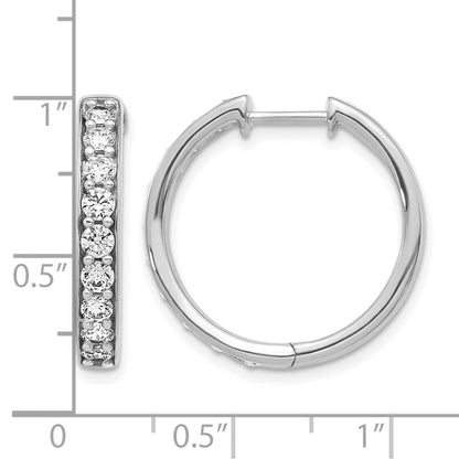 14K Weißgold Creolen mit echten Diamanten und Klappscharnier