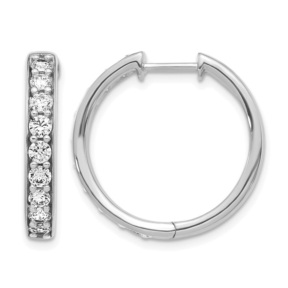 14K Weißgold Creolen mit echten Diamanten und Klappscharnier