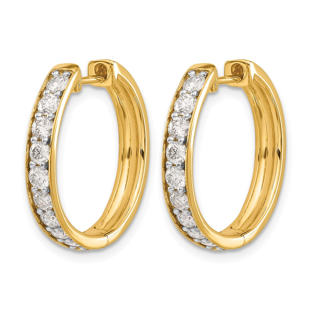 14K Gelbgold Creolen mit echten Diamanten und Scharnier