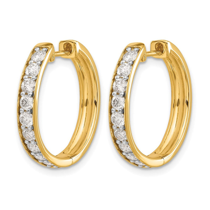 14K Gelbgold Creolen mit echten Diamanten und Scharnier