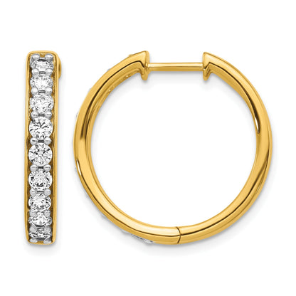 14K Gelbgold Creolen mit echten Diamanten und Scharnier