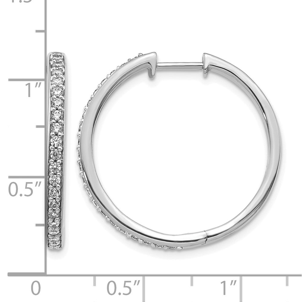 14K Weißgold Creolen mit echten Diamanten und Klappscharnier