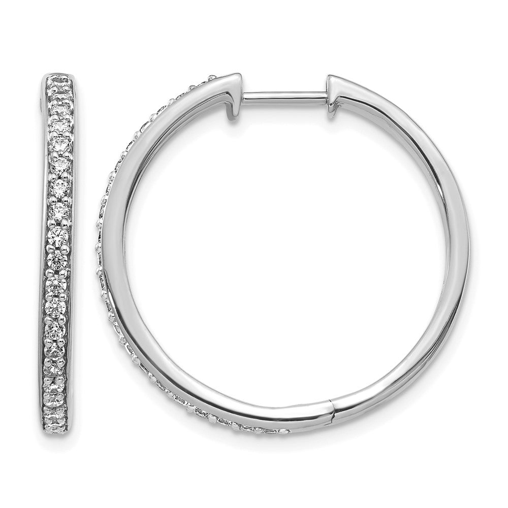 14K Weißgold Creolen mit echten Diamanten und Klappscharnier