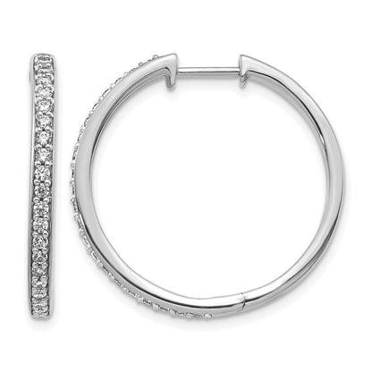 14K Weißgold Creolen mit echten Diamanten und Klappscharnier