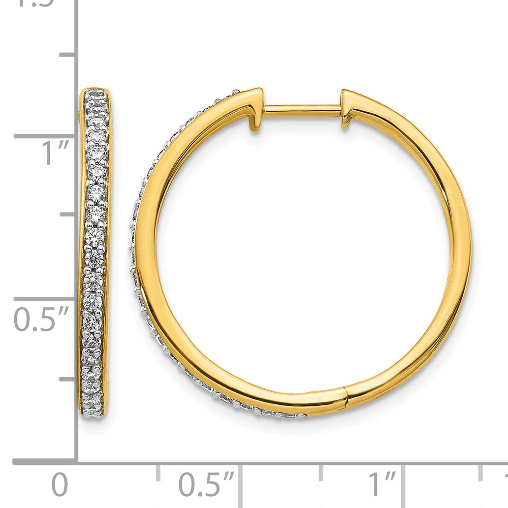 14K Gelbgold Creolen mit echten Diamanten und Klappscharnier