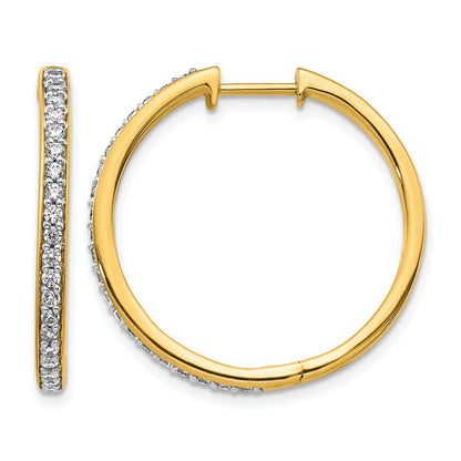 14K Gelbgold Creolen mit echten Diamanten und Klappscharnier
