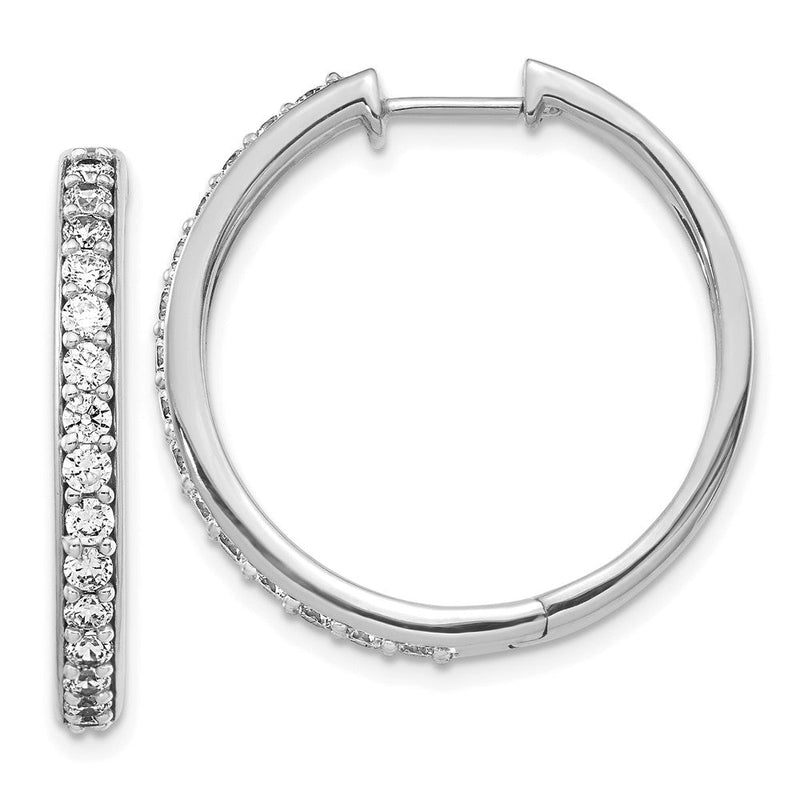 14K Weißgold Creolen mit echten Diamanten