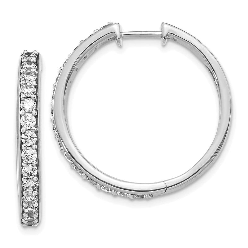 14K Weißgold Creolen mit echten Diamanten