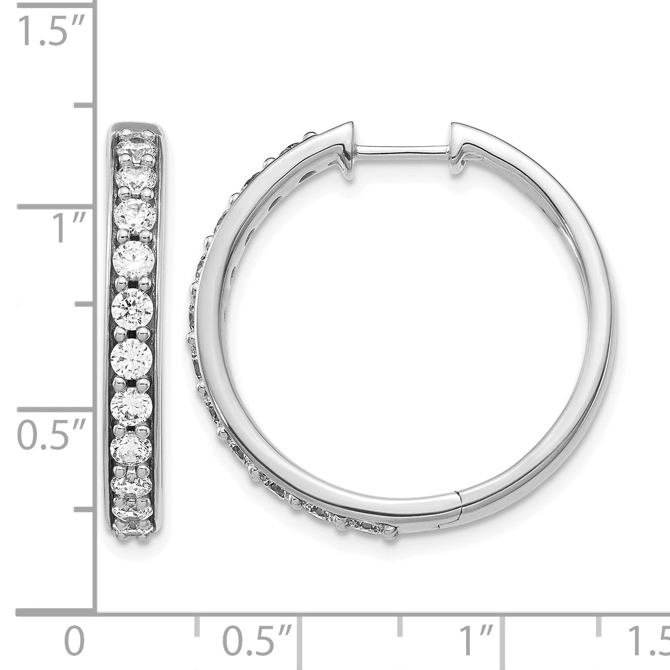 14K Weißgold Creolen mit echten Diamanten