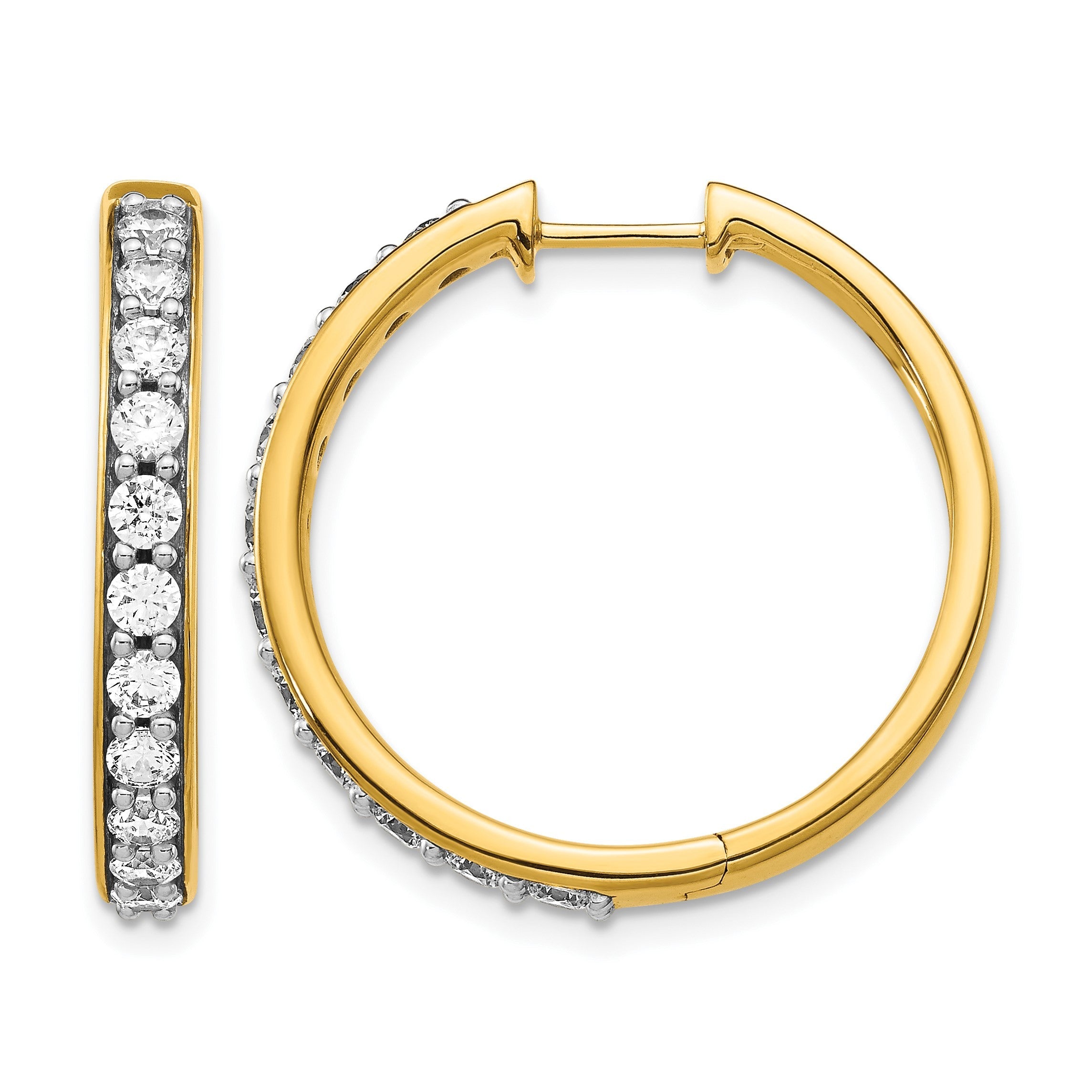 14K Gelbgold Creolen mit echten Diamanten