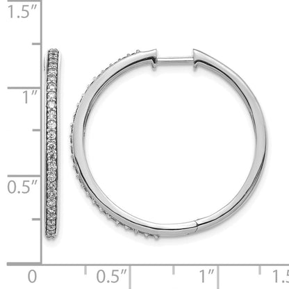 14K Weißgold Creolen mit echten Diamanten und Klappscharnier