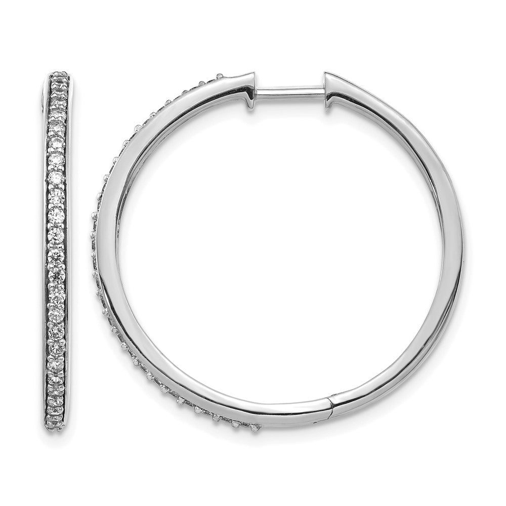 14K Weißgold Creolen mit echten Diamanten und Klappscharnier