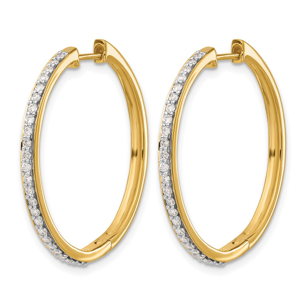14K Gelbgold Creolen mit echten Diamanten und Scharniermechanismus