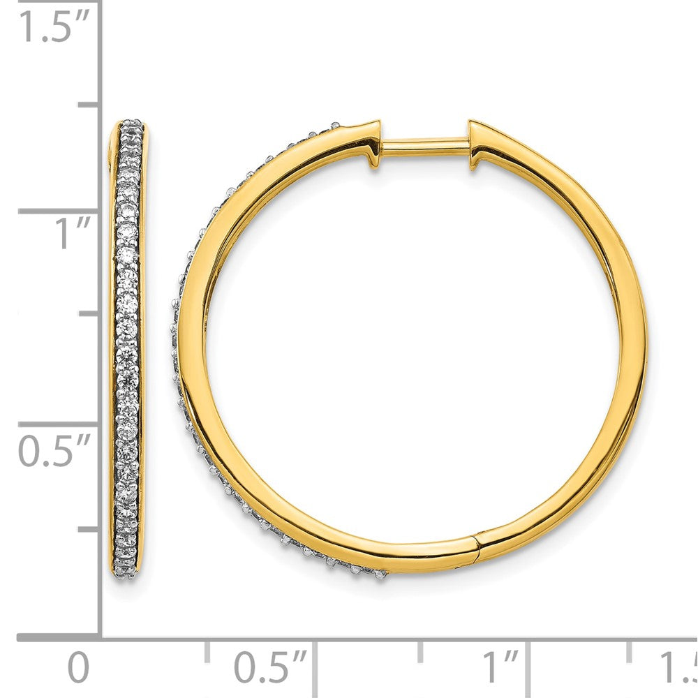 14K Gelbgold Creolen mit echten Diamanten und Scharniermechanismus