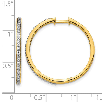 14K Gelbgold Creolen mit echten Diamanten und Scharniermechanismus