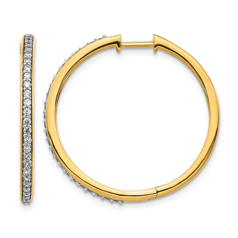 14K Gelbgold Creolen mit echten Diamanten und Scharniermechanismus