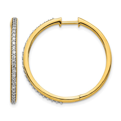 14K Gelbgold Creolen mit echten Diamanten und Scharniermechanismus