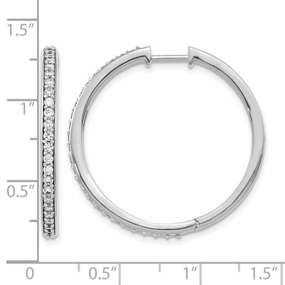 14K Weißgold Creolen mit echten Diamanten und Klappscharnier