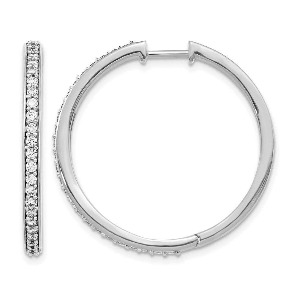14K Weißgold Creolen mit echten Diamanten und Klappscharnier
