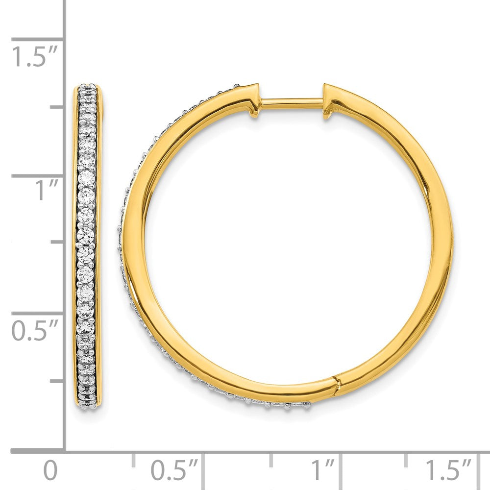 14K Gelbgold Creolen mit Klappscharnier und echten Diamanten