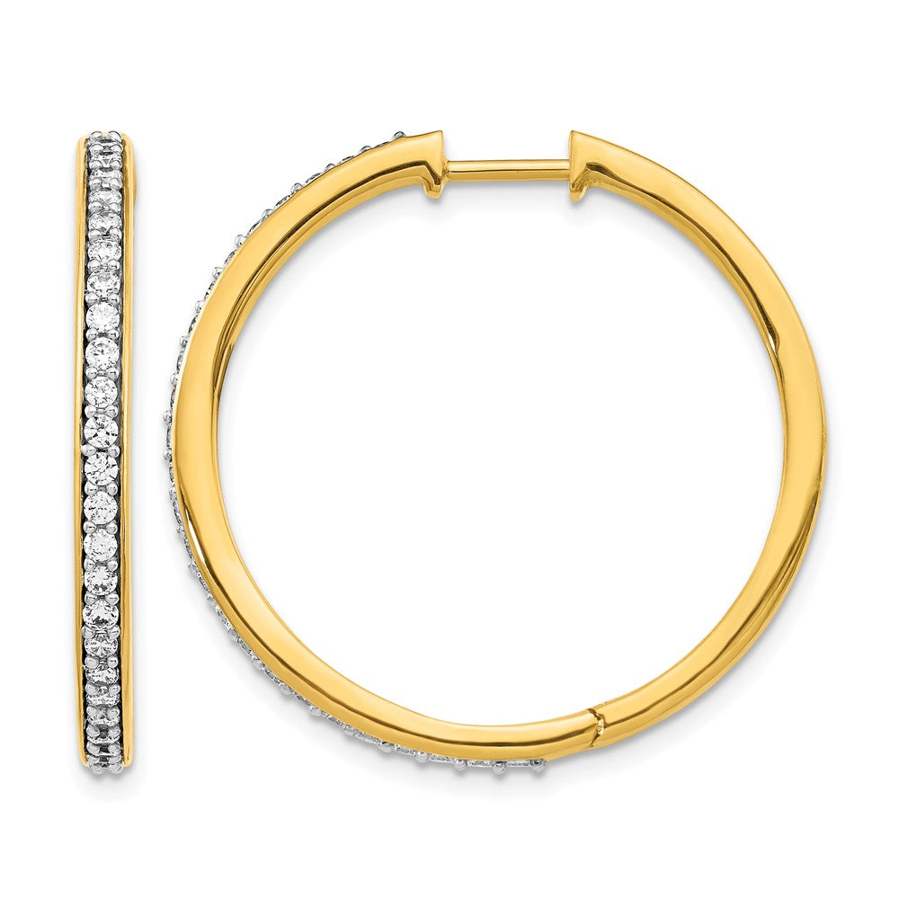 14K Gelbgold Creolen mit Klappscharnier und echten Diamanten