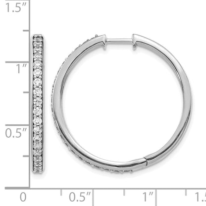 14K Weißgold Creolen mit echten Diamanten und Klappscharnier