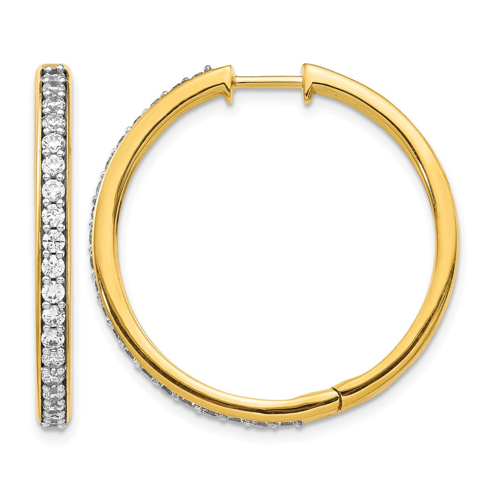 14K Gelbgold Creolen mit echten Diamanten und Scharniermechanismus