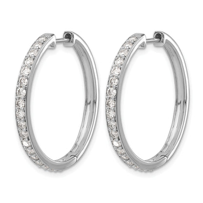 14K Weißgold Creolen mit echten Diamanten und Klappscharnier
