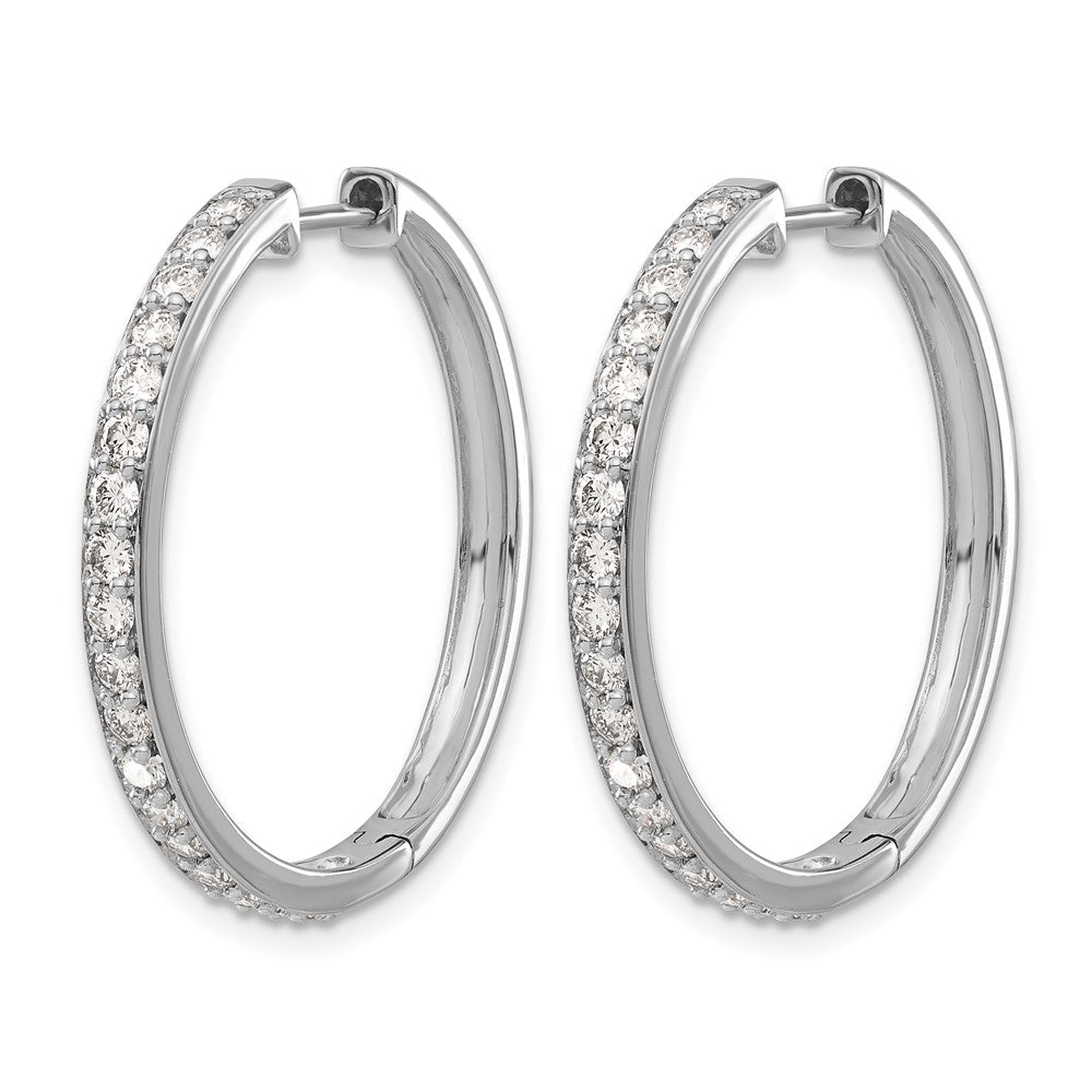 14K Weißgold Creolen mit echten Diamanten und Klappscharnier