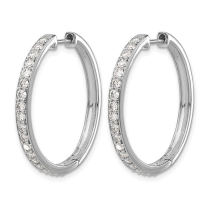 14K Weißgold Creolen mit echten Diamanten und Klappscharnier