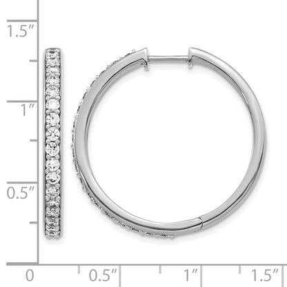 14K Weißgold Creolen mit echten Diamanten und Klappscharnier