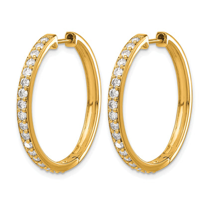 14K Gelbgold Creolen mit echten Diamanten und Scharnier