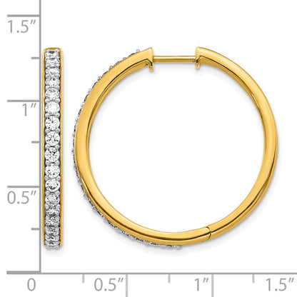 14K Gelbgold Creolen mit echten Diamanten und Scharnier