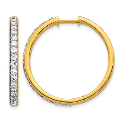 14K Gelbgold Creolen mit echten Diamanten und Scharnier