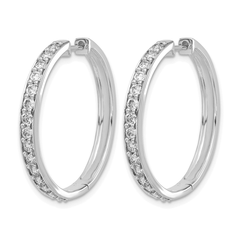 14K Weißgold Creolen mit echten Diamanten, Klappscharnier