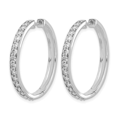14K Weißgold Creolen mit echten Diamanten, Klappscharnier